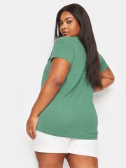 Yours Curve Green 'West Coast' Slogan T-Shirt - Image 3 of 6