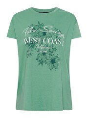 Yours Curve Green 'West Coast' Slogan T-Shirt - Image 6 of 6