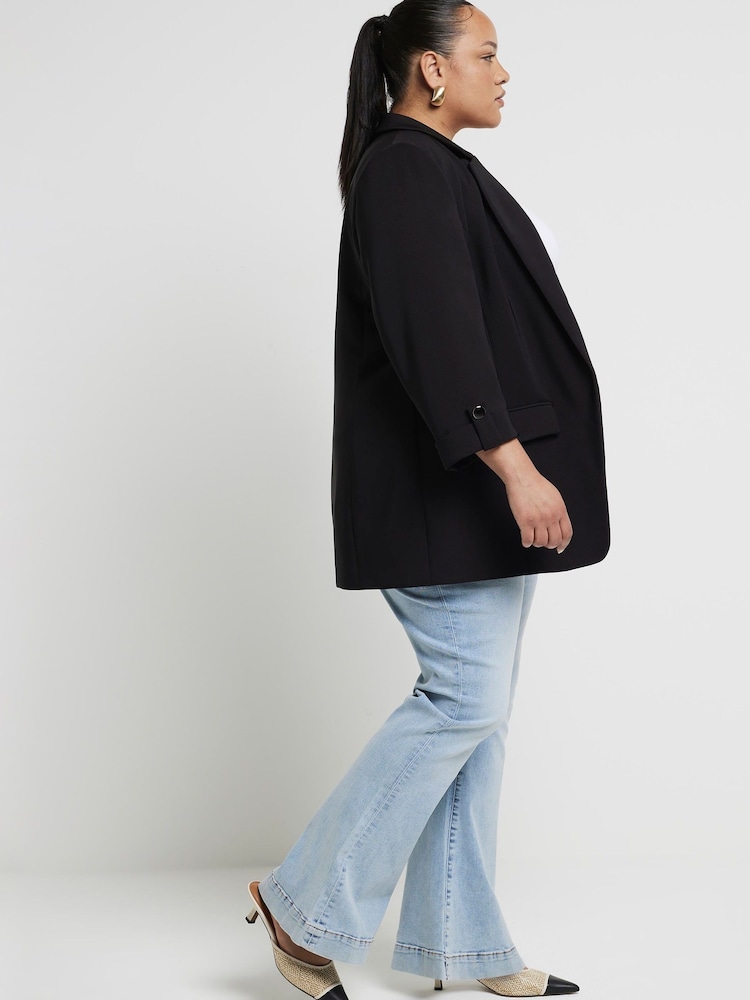 River Island Blue Curve High Rise Tummy Hold Flare 100% Cotton Jeans - Image 2 of 7