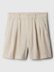 Gap Cream 5" High Rise Linen Blend Pleated Shorts - Image 3 of 3