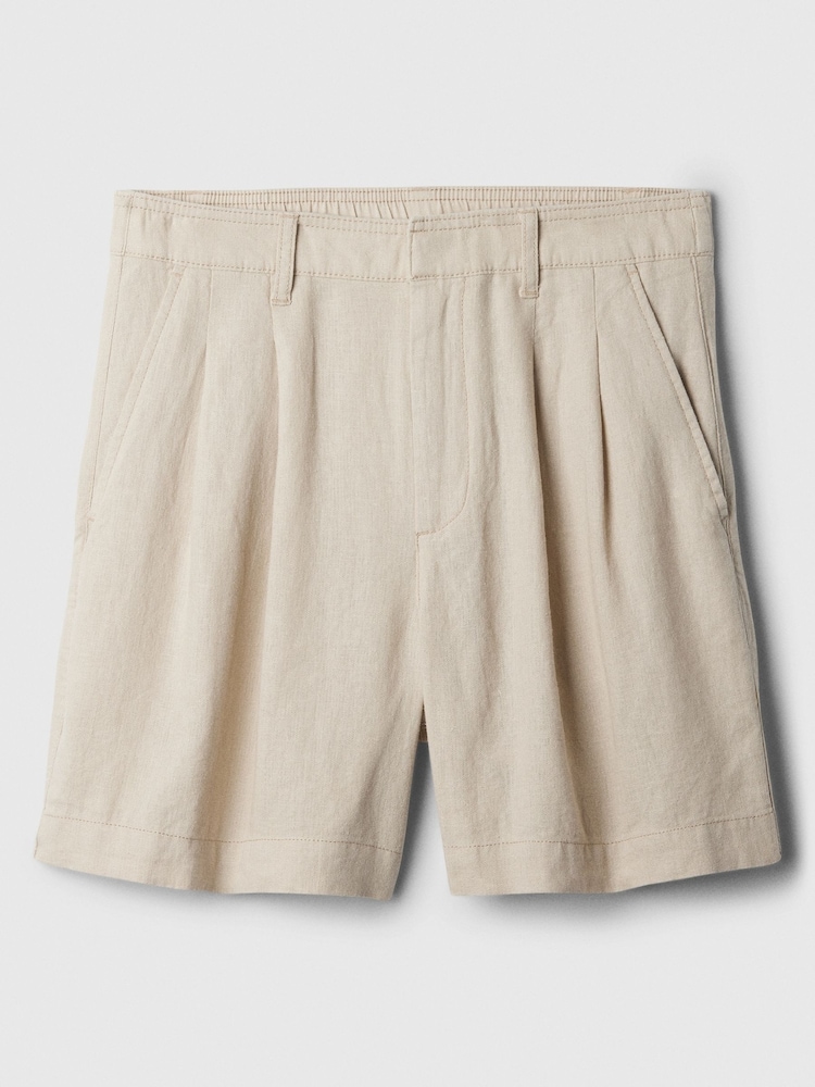 Gap Cream 5" High Rise Linen Blend Pleated Shorts - Image 3 of 3