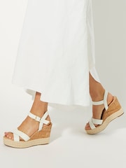 Dune London White Kindest Cross Strap Wedge Sandals - Image 1 of 6