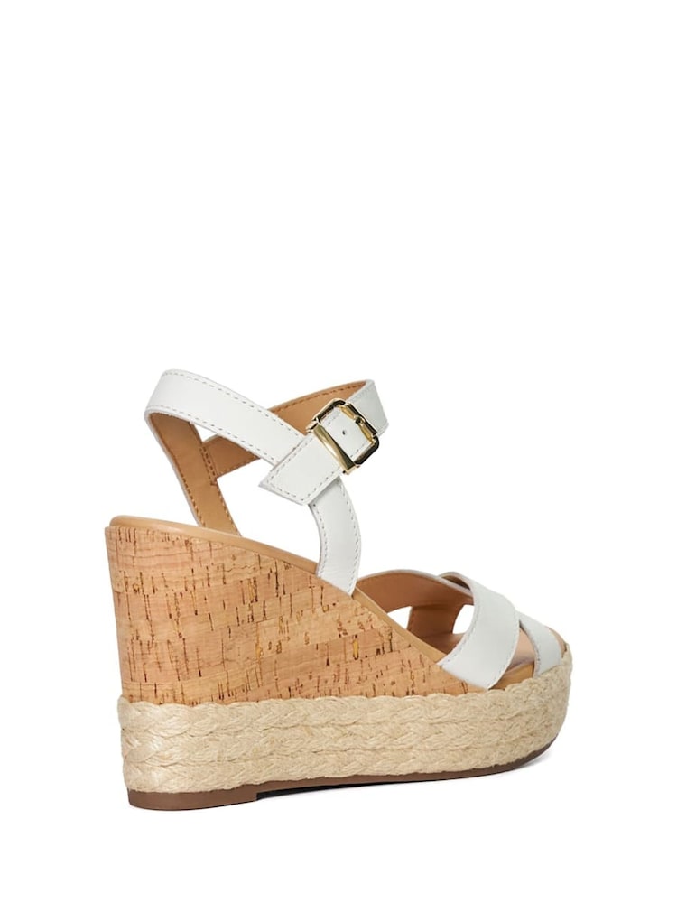 Dune London White Kindest Cross Strap Wedge Sandals - Image 5 of 6