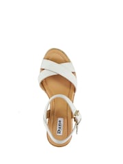 Dune London White Kindest Cross Strap Wedge Sandals - Image 6 of 6