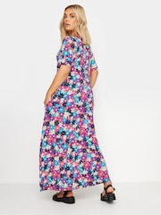 Yours Curve Black & Pink Black & Pink Floral Print Maxi Dress - Image 3 of 5