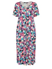 Yours Curve Black & Pink Black & Pink Floral Print Maxi Dress - Image 5 of 5