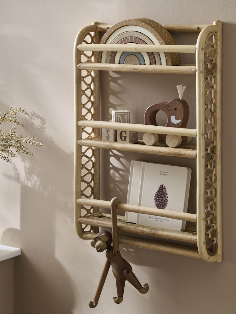 Cuddleco Natural Aria Rattan Wave Bookshelf - Image 1 of 4