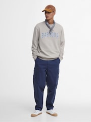 Barbour® Khaki Green Skipton Relaxed Fit Varsity Logo 100% Cotton Sweatshirt - Image 2 of 6