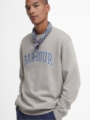 Barbour® Khaki Green Skipton Relaxed Fit Varsity Logo 100% Cotton Sweatshirt - Image 4 of 6