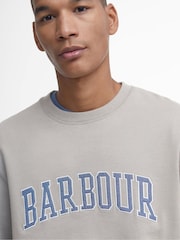 Barbour® Khaki Green Skipton Relaxed Fit Varsity Logo 100% Cotton Sweatshirt - Image 5 of 6