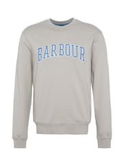 Barbour® Khaki Green Skipton Relaxed Fit Varsity Logo 100% Cotton Sweatshirt - Image 6 of 6