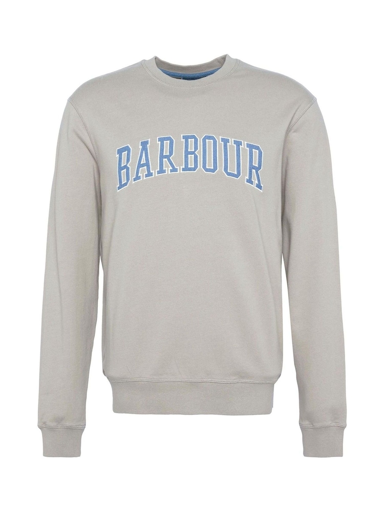 Barbour® Khaki Green Skipton Relaxed Fit Varsity Logo 100% Cotton Sweatshirt - Image 6 of 6 Barbour® Khaki Green Skipton Relaxed Fit Varsity Logo 100% Cotton Sweatshirt - Image 6 of 6