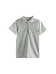 Grey Geo 100% Cotton Short Sleeve Quarter Zip Polo Shirt (3-16yrs) - Image 1 of 4