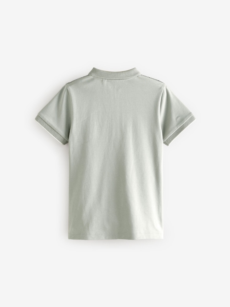 Grey Geo 100% Cotton Short Sleeve Quarter Zip Polo Shirt (3-16yrs) - Image 2 of 4