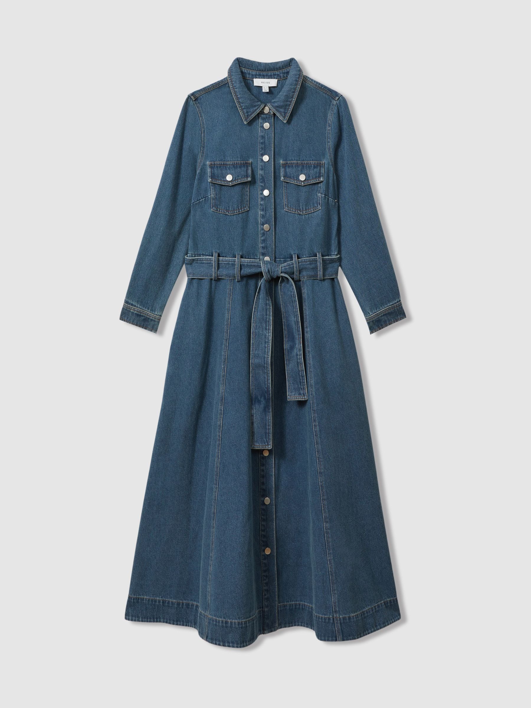 【海外限定】REISSワンピース☆Petite Terra Denim Midi Dress, Reiss Petite Terra Denim Midi Dress, Indigo