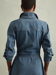 Reiss Indigo Elsa Belted Denim Midi Dress - Image 5 of 6