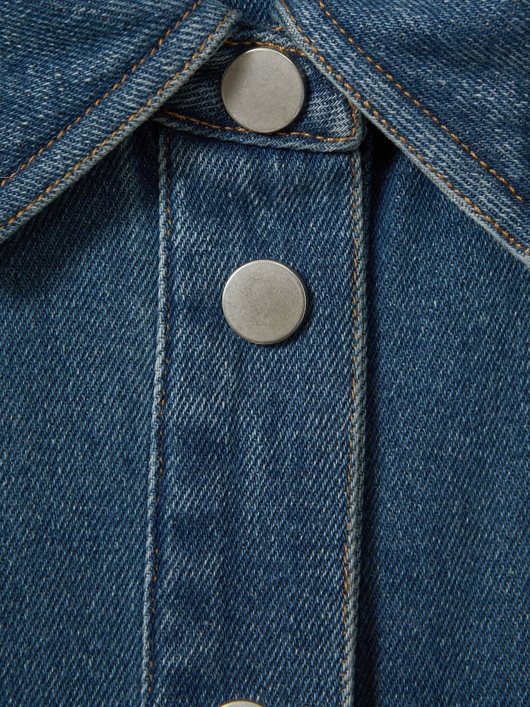 Reiss Indigo Elsa Belted Denim Midi Dress - Image 6 of 6