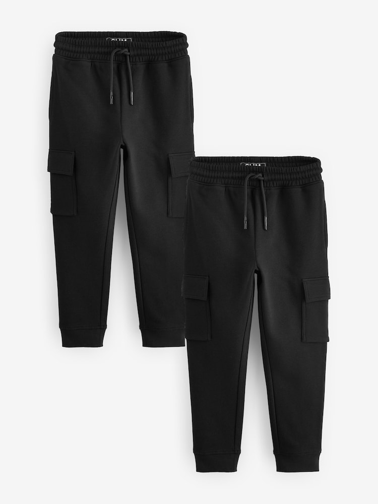 Black Slim Fit Slim Cargo Joggers 2 Pack (3-16yrs) - Image 1 of 4