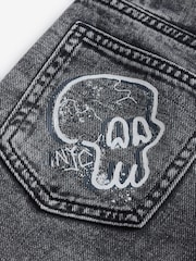 Grey Wide Fit 100% Cotton Graffiti Denim Jeans (3-16yrs) - Image 11 of 12