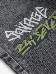 Grey Wide Fit 100% Cotton Graffiti Denim Jeans (3-16yrs) - Image 12 of 12