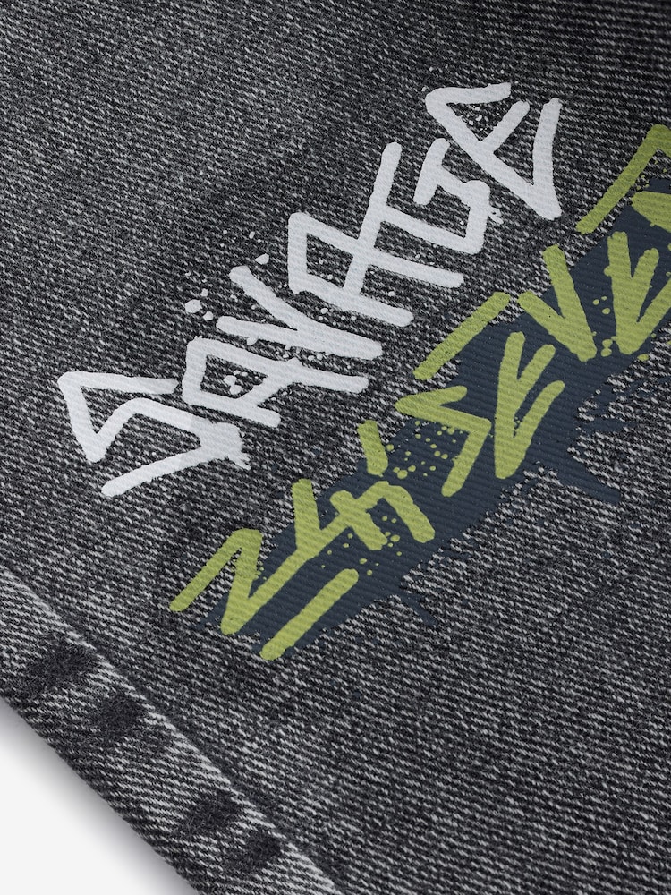 Grey Wide Fit 100% Cotton Graffiti Denim Jeans (3-16yrs) - Image 12 of 12
