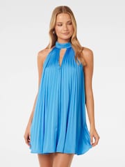 Forever New Blue Sammy Pleated Mini Swing Dress - Image 1 of 5