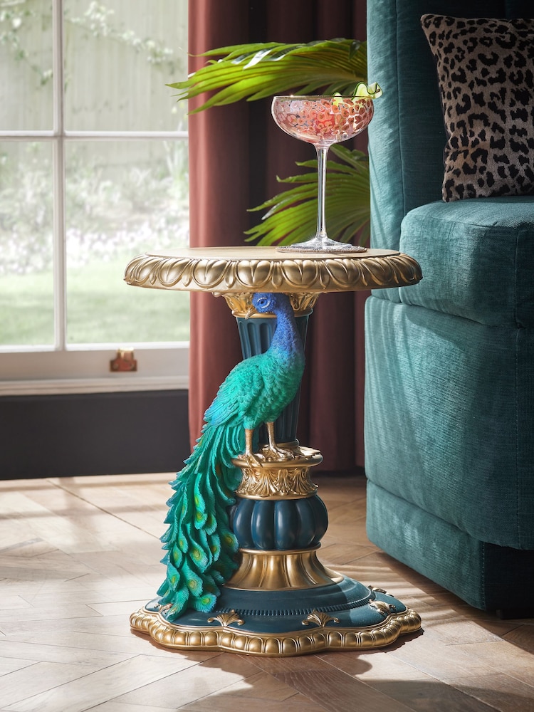 Gold Peacock Side Table - Image 1 of 6