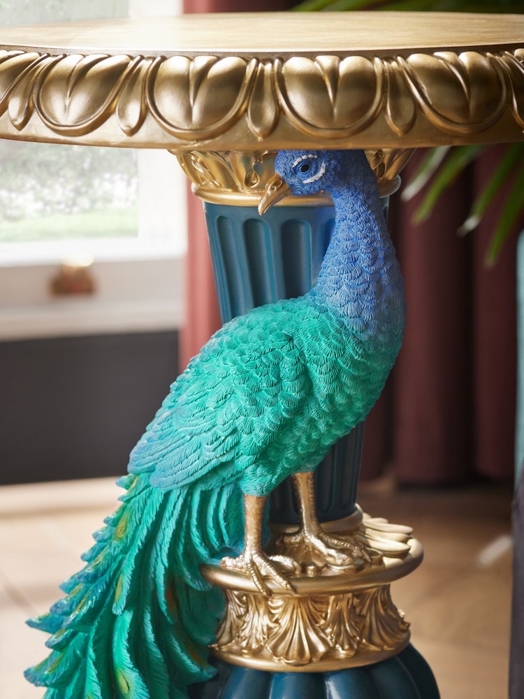 Gold Peacock Side Table - Image 2 of 6