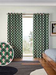 Orla Kiely Jade Green Florida Made to Measure 100% Cotton Curtains - Image 1 of 9