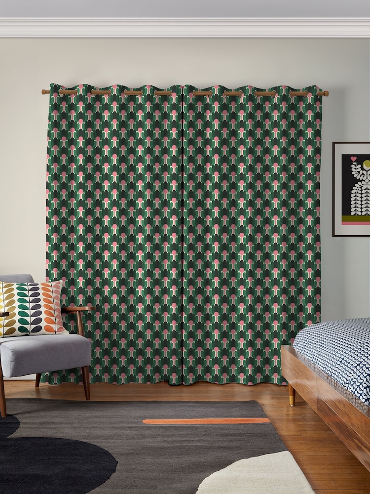 Orla Kiely Jade Green Florida Made to Measure 100% Cotton Curtains - Image 2 of 9