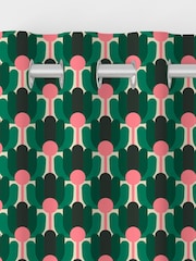 Orla Kiely Jade Green Florida Made to Measure 100% Cotton Curtains - Image 7 of 9
