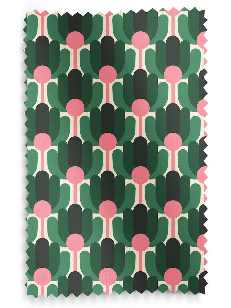 Orla Kiely Jade Green Florida Made to Measure 100% Cotton Curtains - Image 9 of 9