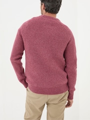 FatFace Calder Dark Pink Crew Neck Jumper - Image 2 of 5