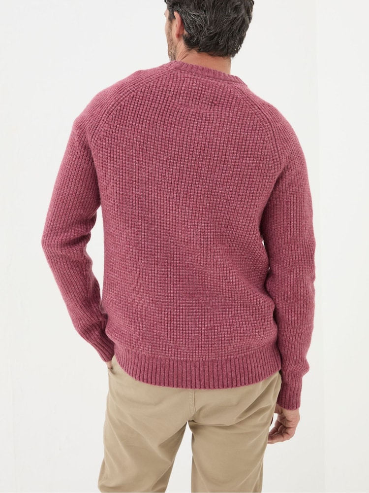 FatFace Calder Dark Pink Crew Neck Jumper - Image 2 of 5