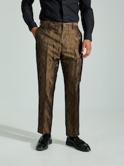Black Slim Fit Gold Jacquard Tuxedo Suit Trousers - Image 1 of 1