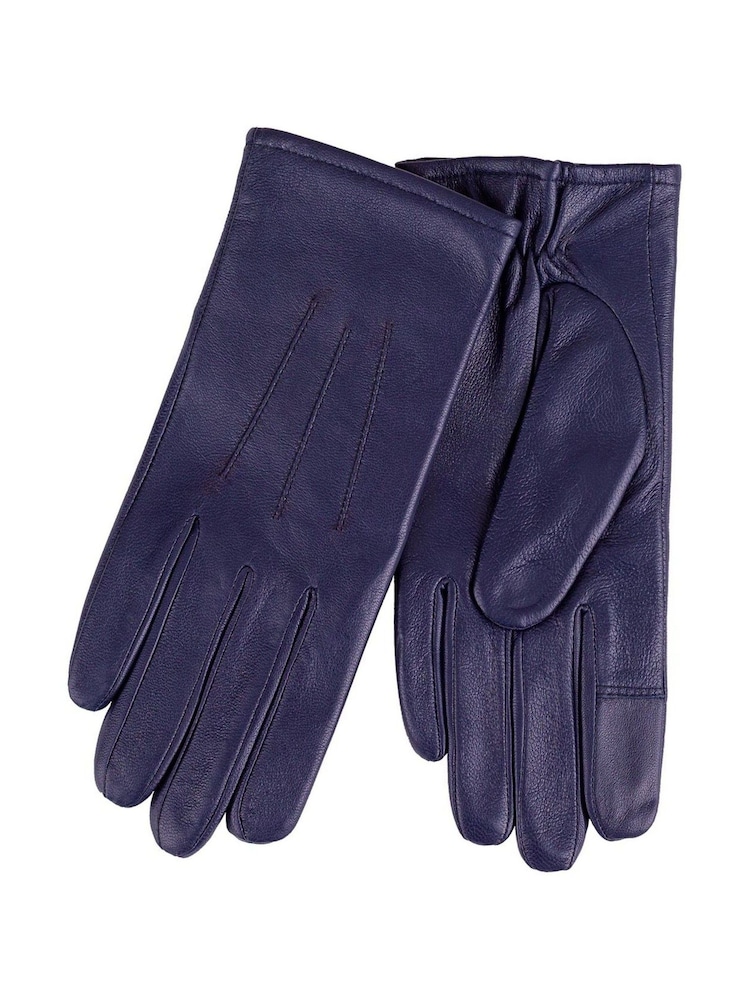 Totes Navy 3 Point Smartouch Winter Leather Gloves - Image 2 of 2
