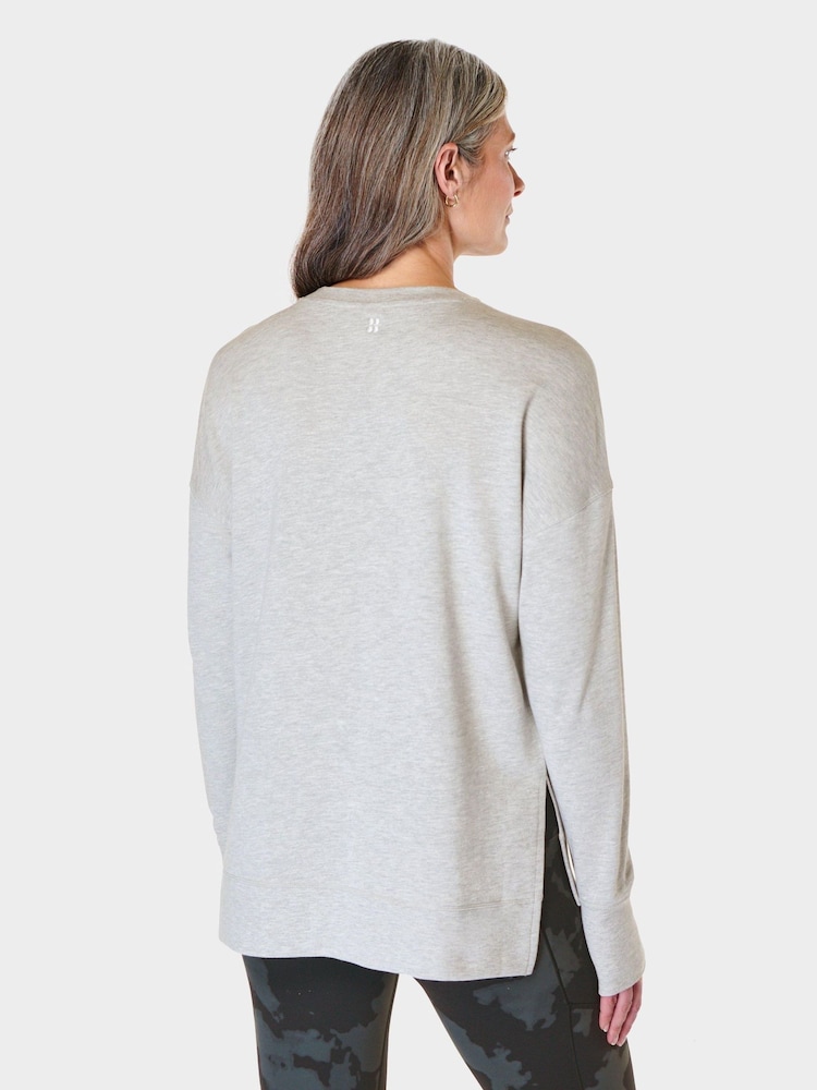 Sweaty Betty Light Grey Marl After Class Longline Sweatshirt - Image 2 of 7