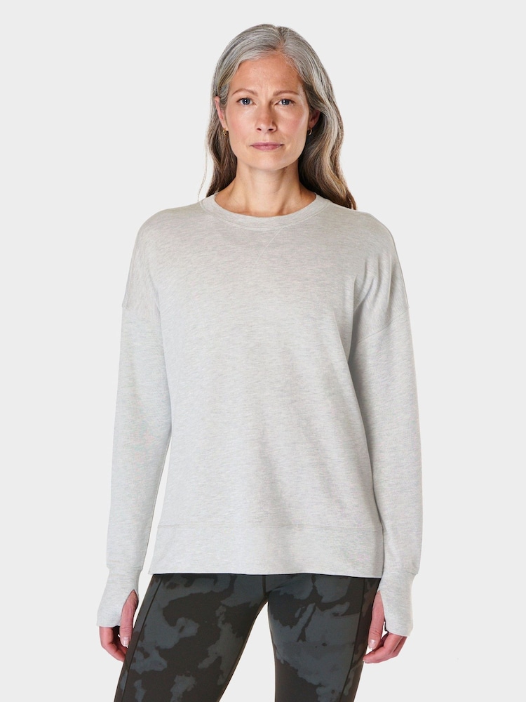 Sweaty Betty Light Grey Marl After Class Longline Sweatshirt - Image 3 of 7