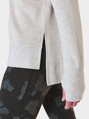 Sweaty Betty Light Grey Marl After Class Longline Sweatshirt - Image 6 of 7
