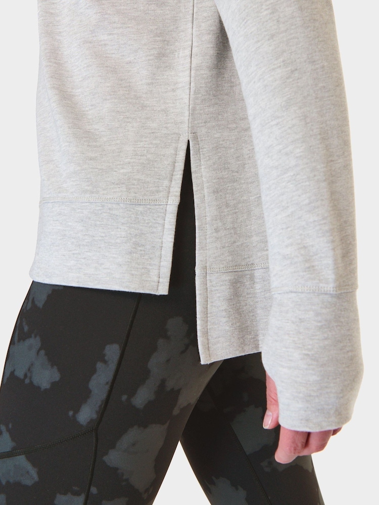 Sweaty Betty Light Grey Marl After Class Longline Sweatshirt - Image 6 of 7