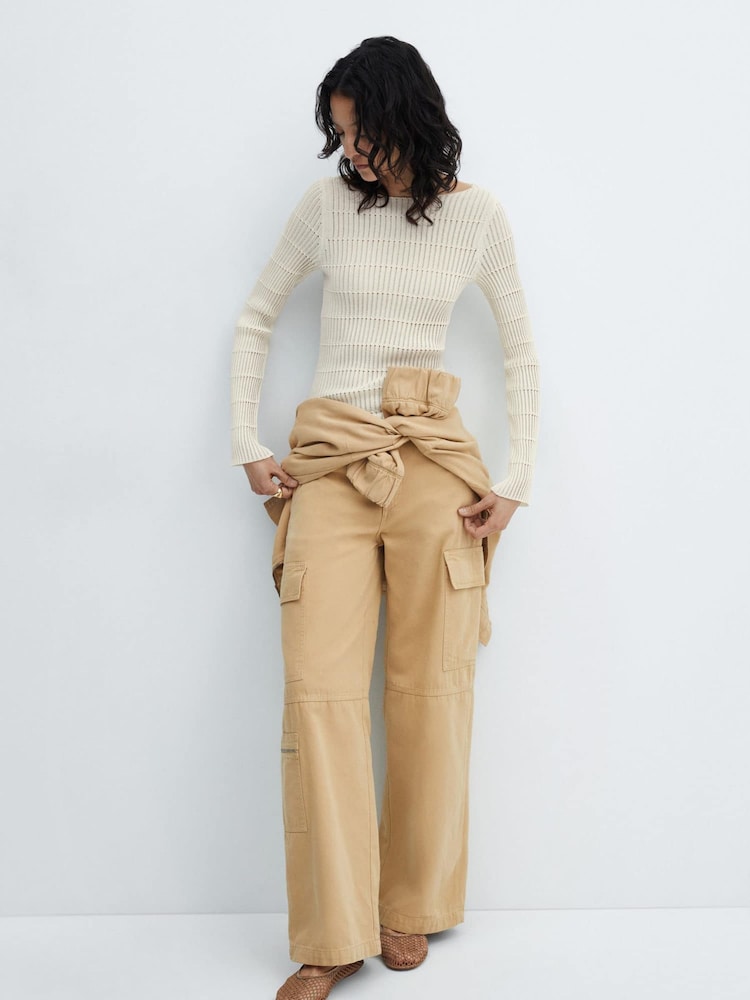 Mango Cream Openwork Knit Sweater - Image 2 of 6 Mango Cream Openwork Knit Sweater - Image 2 of 6