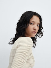 Mango Cream Openwork Knit Sweater - Image 4 of 6
