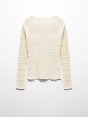 Mango Cream Openwork Knit Sweater - Image 5 of 6