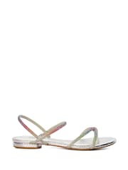 Dune London Silver Standard Fit Dune Nightengale Embellished Flat Sandals - Image 3 of 6
