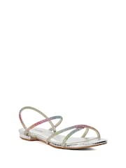 Dune London Silver Standard Fit Dune Nightengale Embellished Flat Sandals - Image 4 of 6