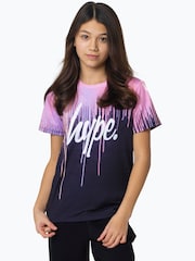 Hype. Girls Multi Dark Pastel Drips Black T-Shirt - Image 1 of 4