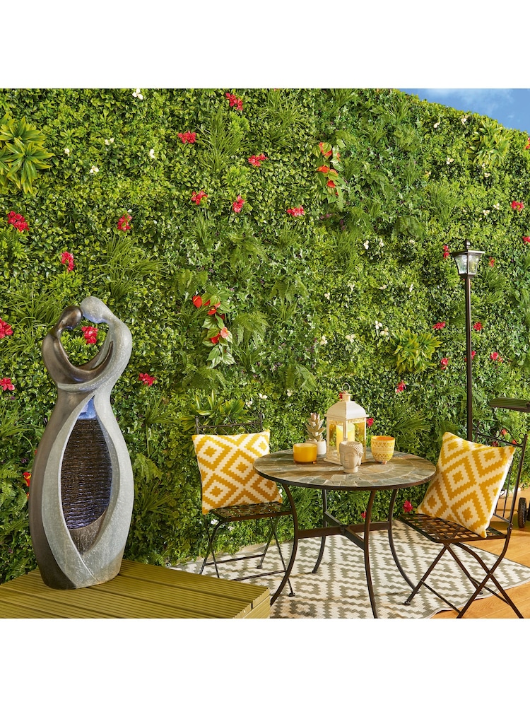 Premier Decorations Ltd Green/red 100x100cm Camellia with Flower Dracaena Fern Ivy Garden Living Wall - Image 4 of 4