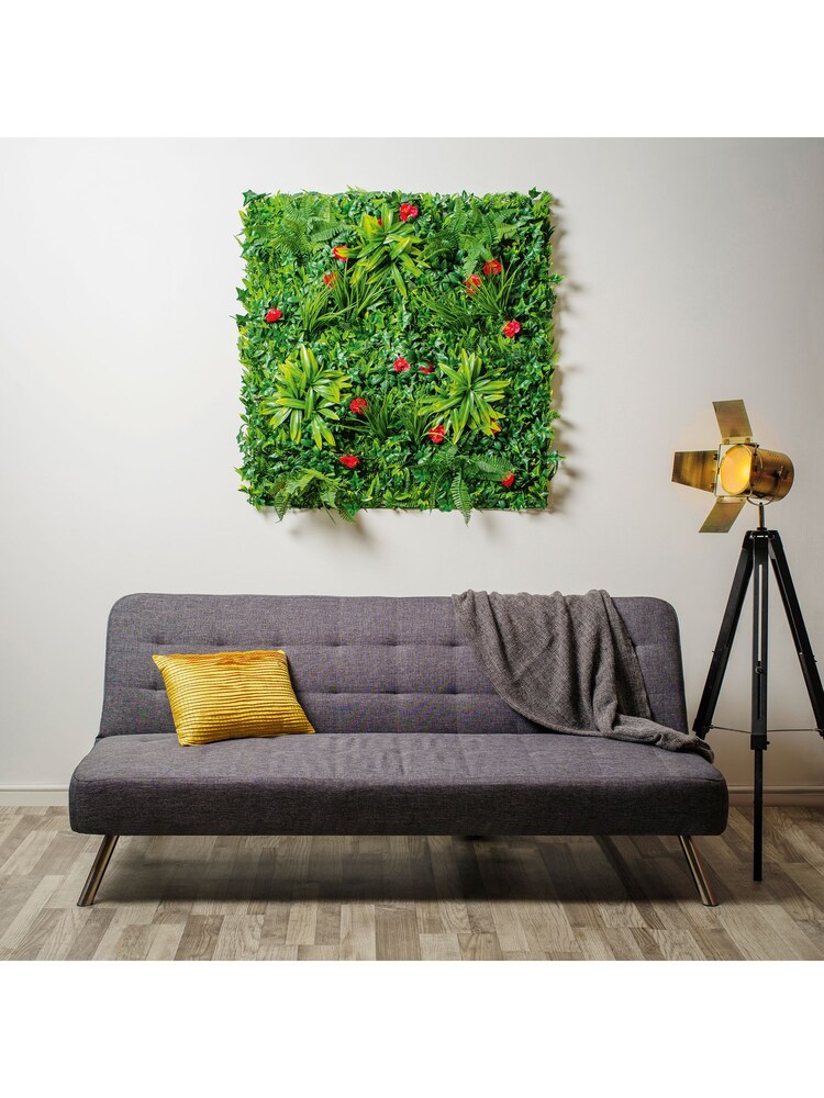Premier Decorations Ltd Green/red 100x100cm Camellia with Flower Dracaena Fern Ivy Garden Living Wall - Image 7 of 7 Premier Decorations Ltd Green/red 100x100cm Camellia with Flower Dracaena Fern Ivy Garden Living Wall - Image 7 of 7