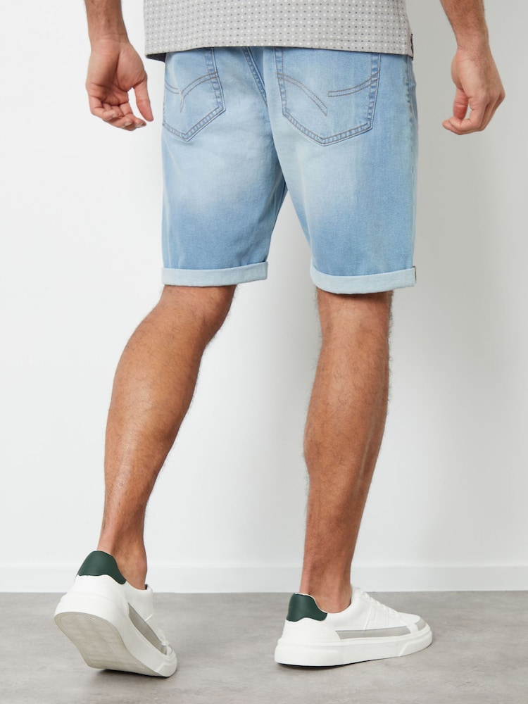 Threadbare Blue Turn Up Denim Shorts - Image 2 of 4