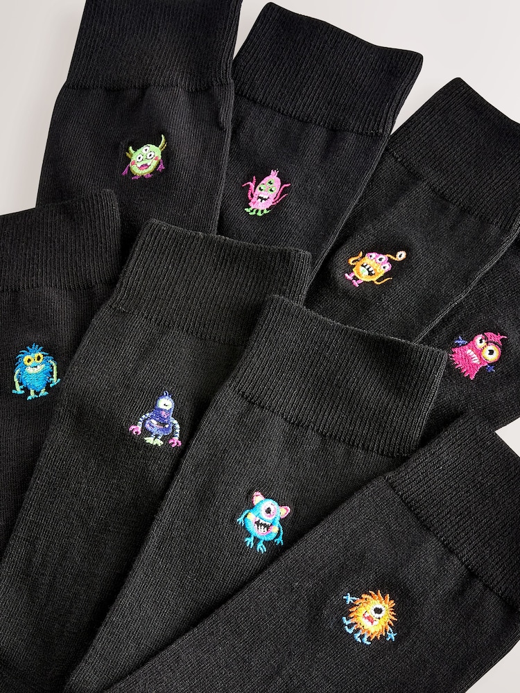 Monsters Fun Embroidered Socks 8 Pack - Image 11 of 11